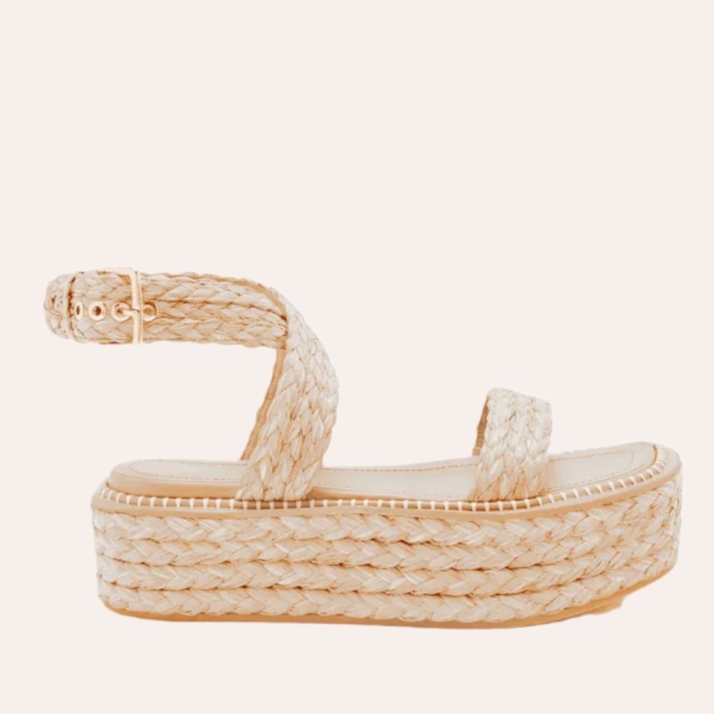 Ulla Johnson Gemma Raffia Ankle-Strap Flatform Sa… - image 1